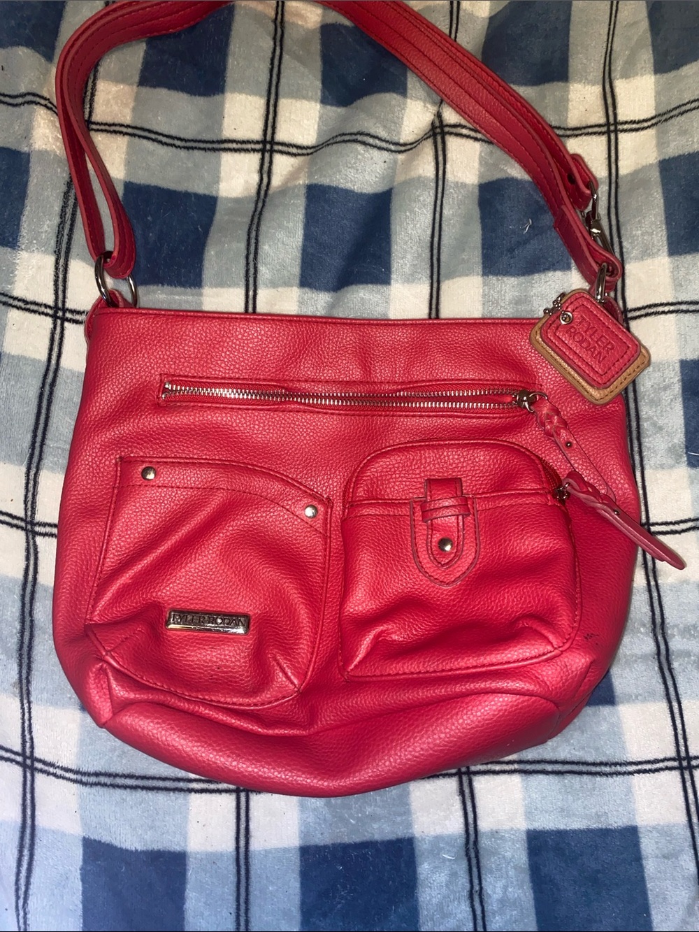Tyler Rodan Red Pebbled Faux Leather Shoulder Bag